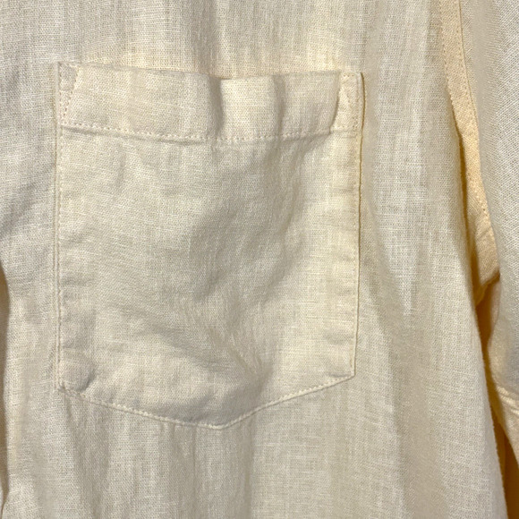 GAP Linen Blend Shirt Button Up Butter Yellow Mens XL Golden Haze Classic Preppy - Picture 5 of 9